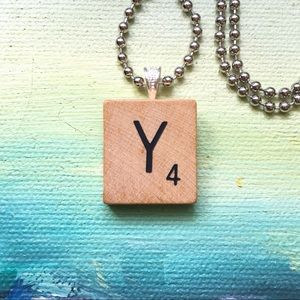 1953 “Y” Scrabble® Tile Initial Pendant Necklace
